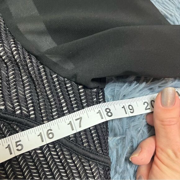 Reiss Chloe Sheer Sleeve Striped Lace Fitted Bodycone Dress Size M 10 - Picture 6 of 7